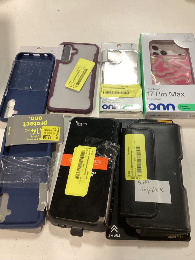 Condition photo showing As Is for assorted cellphone iphone/andorid/galaxy case covers & accessories