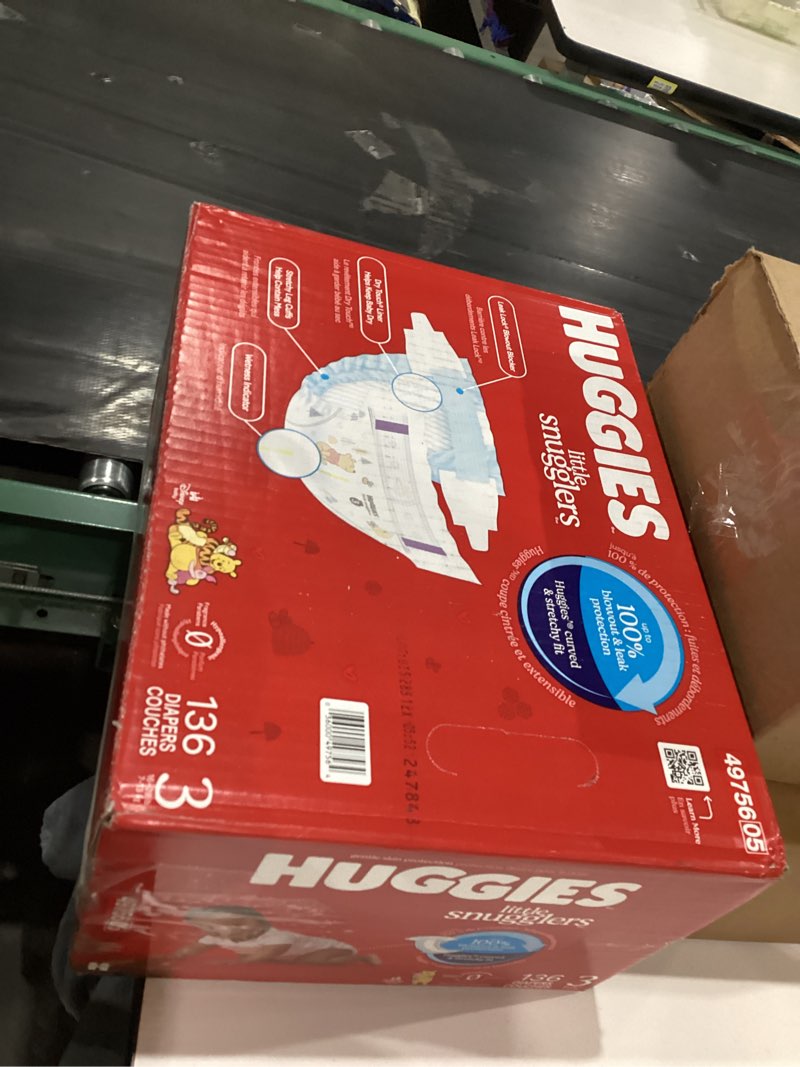 Condition photo showing New/Like New for Huggies Size 3 Diapers, Little Snugglers Baby Diapers, Size 3 (16-28 lbs), 136 Count Size 3 136