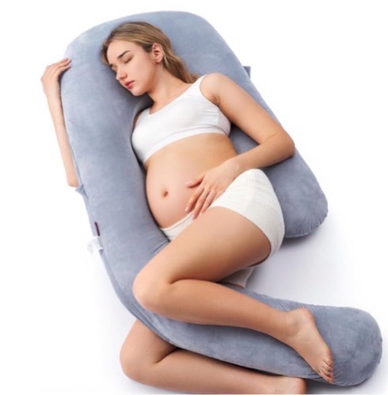 momcozy pregnancy pillow for sleeping - dreamlign u pro maternity pillow | upgraded adjustable leg pillow, removable cover, support for full body for pregnant women, side sleeper, 50-72 inch