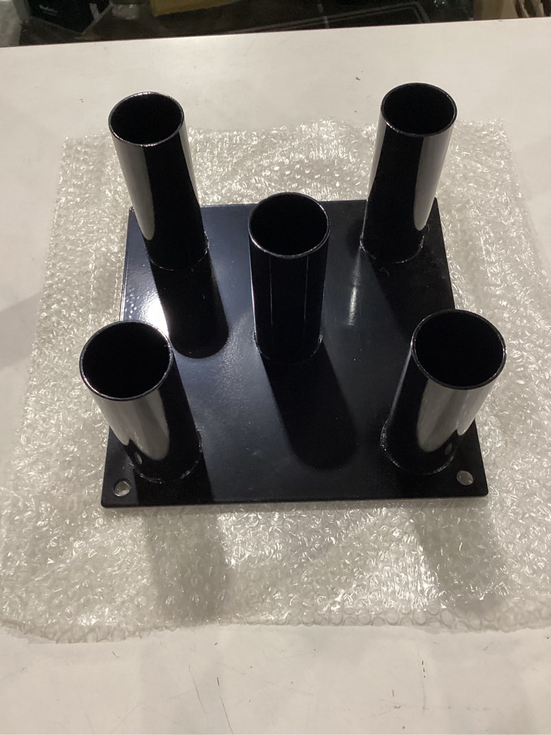 Condition photo showing Good Condition for tebery barbell floor stand holder, 5 barbells vertical corner storage rack, heavy duty home gym weight organizer for bars, hex, trap, curl, triceps bars