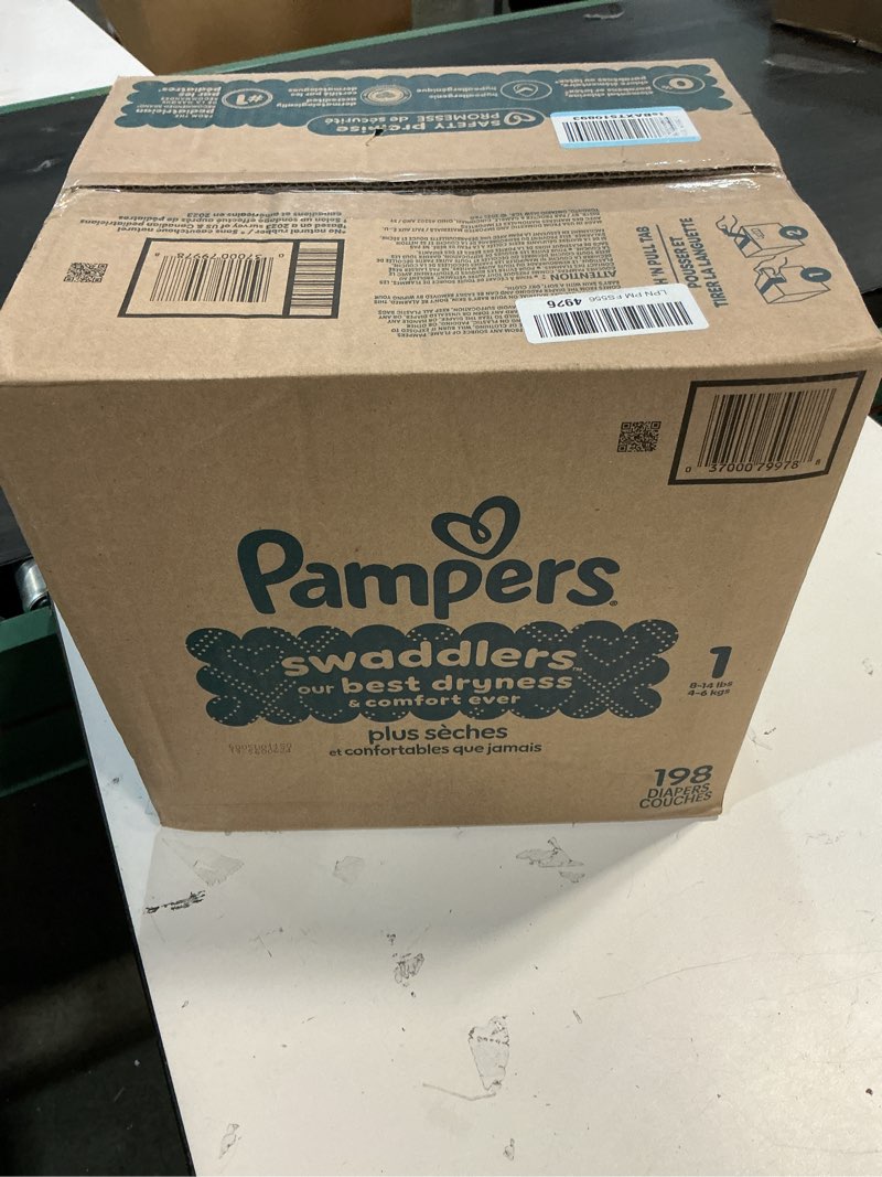Condition photo showing New/Like New for Pampers Swaddlers Diapers, Size 1 (8-14 lbs), 198 Count, Absorbent, Keeps Baby Dry and Comfortable, Skin Safe Disposable Baby Diaper (Packaging May Vary) Size 1 198