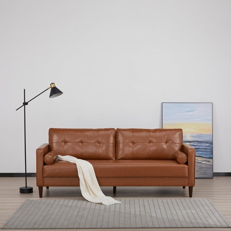 Anza 3 seater  leather sofa  Cognac Brown 