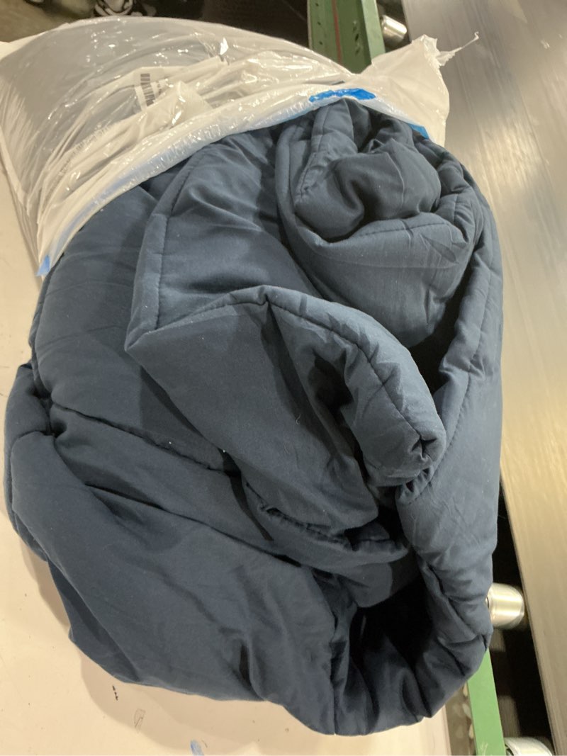 Condition photo showing As Is for CozyLux Full Size Comforter Sets - Navy Blue Comforter Full Size, 3 Pieces Box Stitched Bed Set for All Seasons, Soft Lightweight Bedding Sets with 1 Down Alternative Comforter and 2 Pillow Shams Navy Blue Full