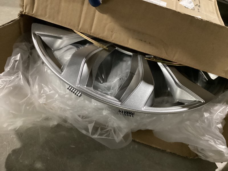 Condition photo showing As Is for tangmige 4-pack universal hubcaps wheel covers replacement r15, steel wheel rim cover for most cars trucks sedans suv, 15" 15 in hub caps (silver color, 15 inch) silver color 15 inch