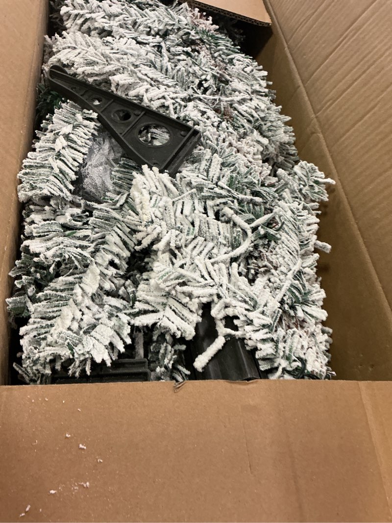 Condition photo showing Good Condition for 3 Pcs Flocked Natural Artificial Christmas Tree Set with Lights Flocked Christmas Tree with Bendable Branches for Xmas Decor(Alpine Tree,4' 5' 6')