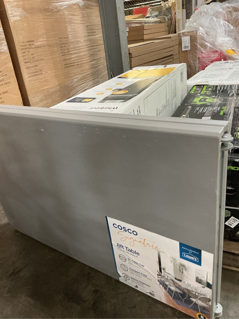 Condition photo showing New/Like New for cosco 2.6-ft x 8-ft indoor rectangle resin gray folding banquet table