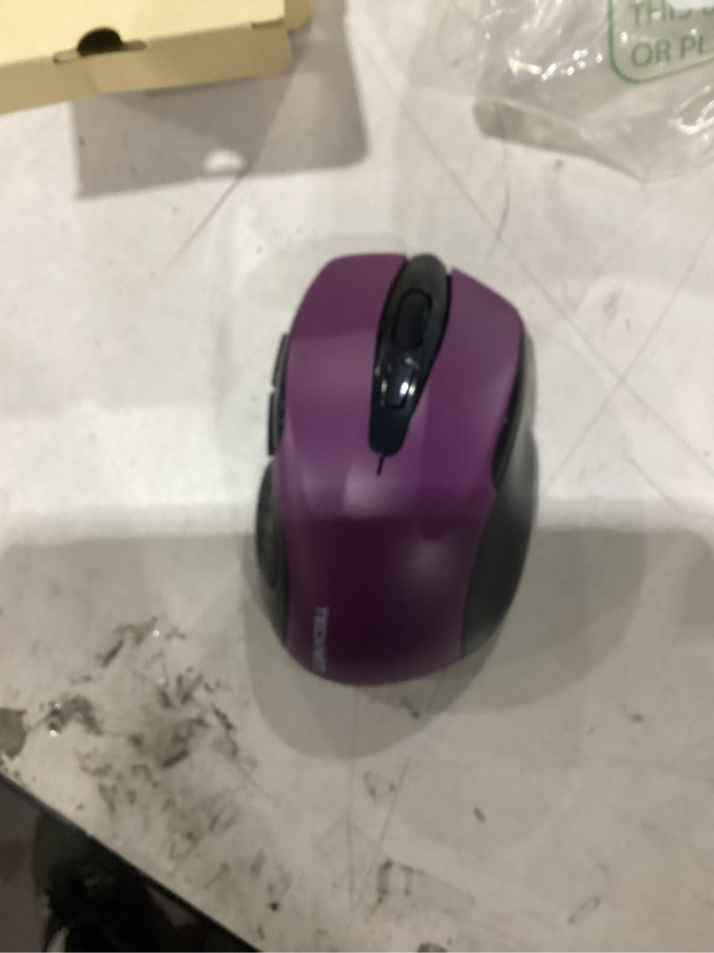 Condition photo showing As Is for tecknet wireless mouse for laptop, silent mouse quiet click, computer mice wireless, 6 adjustable 4000 dpi computer mice - purple