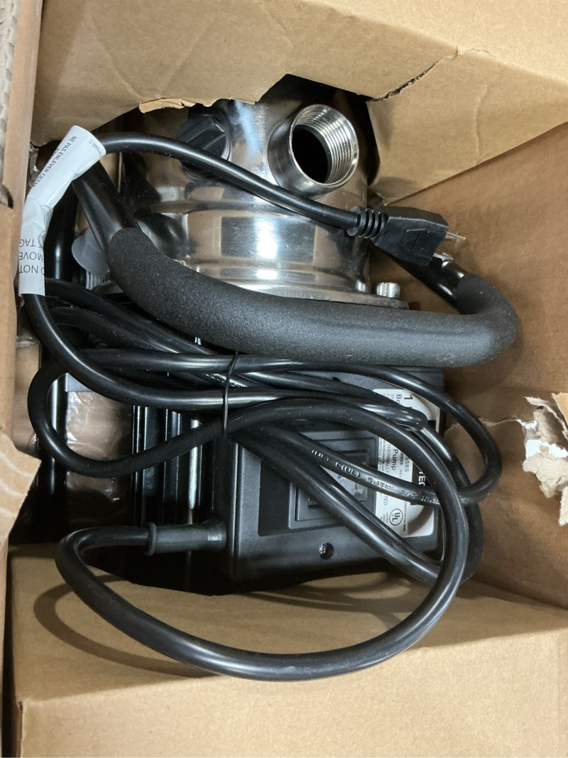 Condition photo showing As Is for utilitech 1-hp 13-gpm stainless steel lawn pump