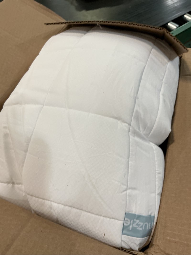 Condition photo showing As Is for nuzzle queen size set of 2 adjustable firm pillows – hotel luxury neck support, height adjust soft cooling pillow for back, stomach or side sleepers-home gift queen size (set of 2) white