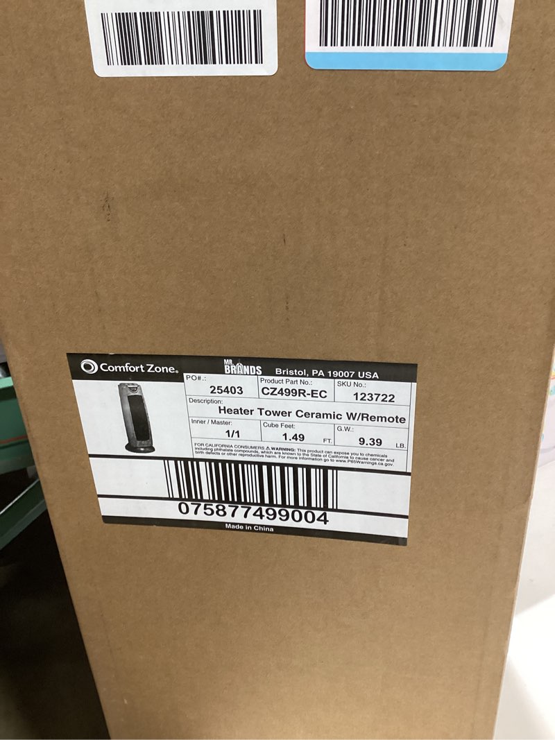 Condition photo showing Good Condition for Comfort Zone Portable 1500W Ceramic Oscillating Digital Tower Space Heater