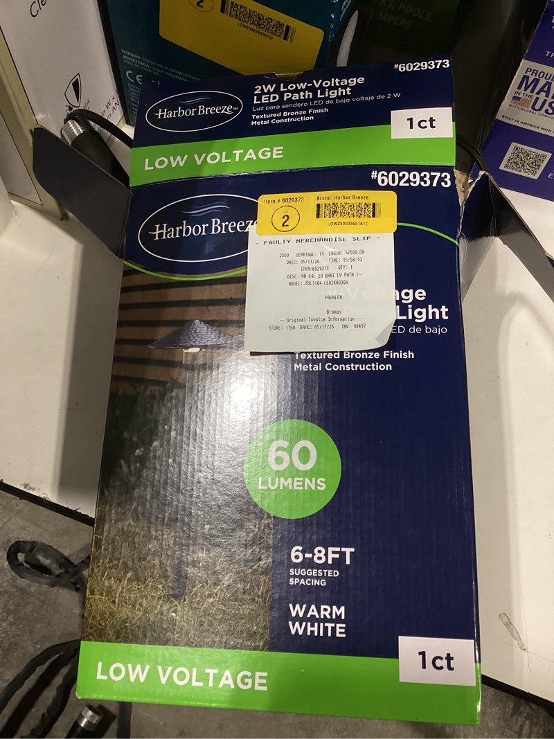 Condition photo showing Good Condition for harbor breeze 60 -lumens bronze low voltage hardwired led outdoor path light ( 3000-k )