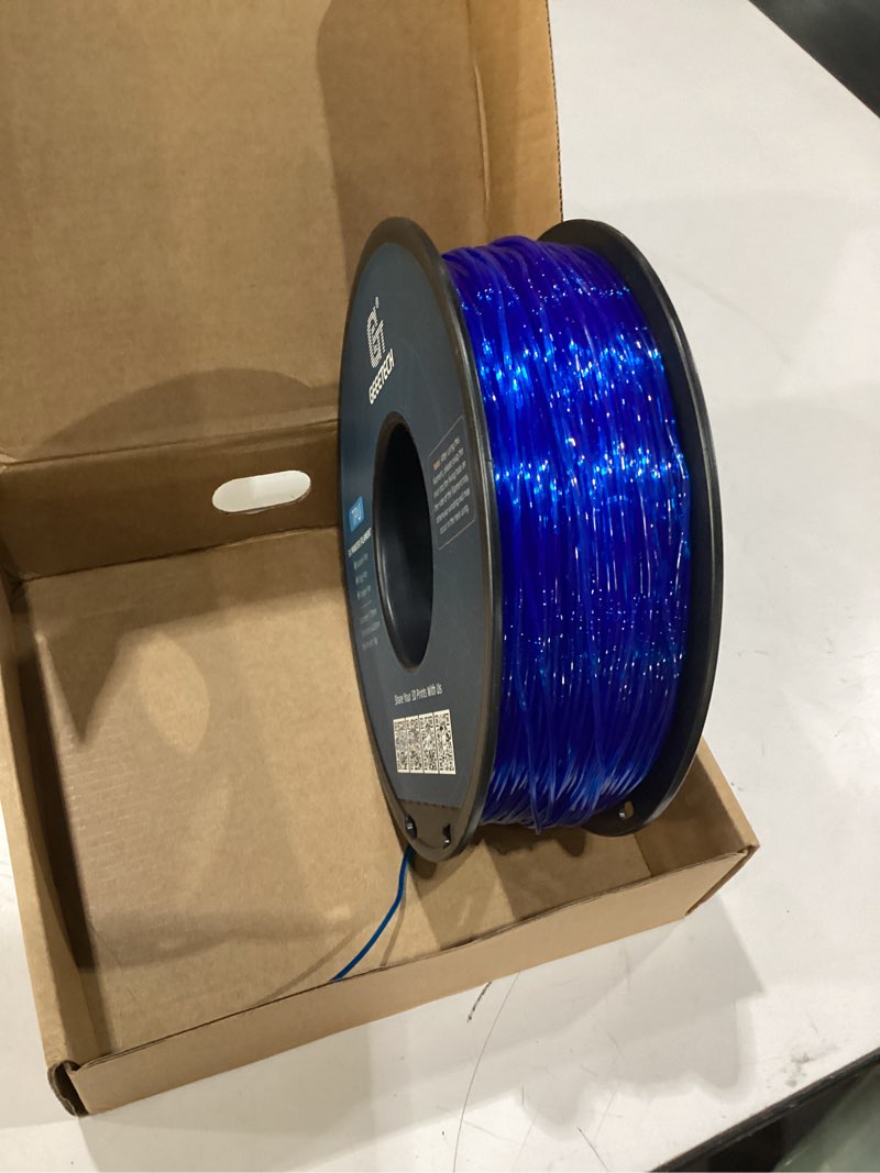 Condition photo showing New/Like New for geeetech tpu filament 1.75mm, shore 95a flexible 3d printer filament with high elasticity, 1kg (2.2lbs) spool, dimensional accuracy ±0.03mm, fits most fdm printers, clear blue tpu clear blue