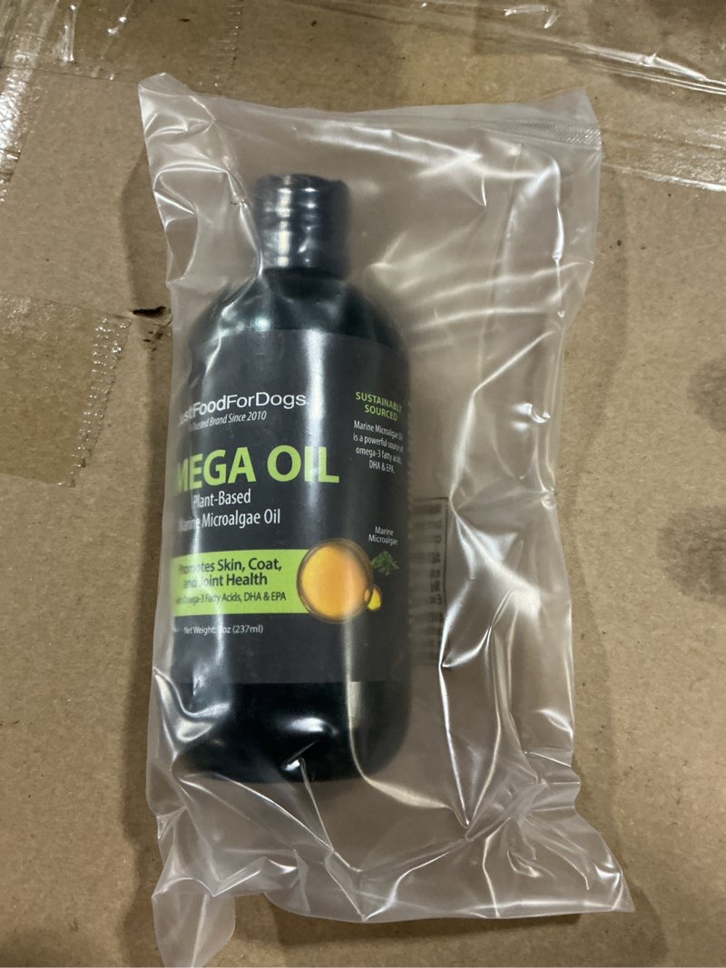 Condition photo showing New/Like New for JustFoodForDogs Plant Based Marine Microalgae Oil and Omega Oil for Dogs, 8 oz.