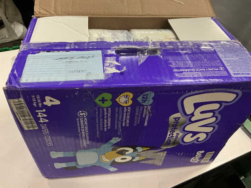 Condition photo showing New/Like New for Luvs Diapers - Size 4, 144 Count, Paw Patrol Disposable Baby Diapers