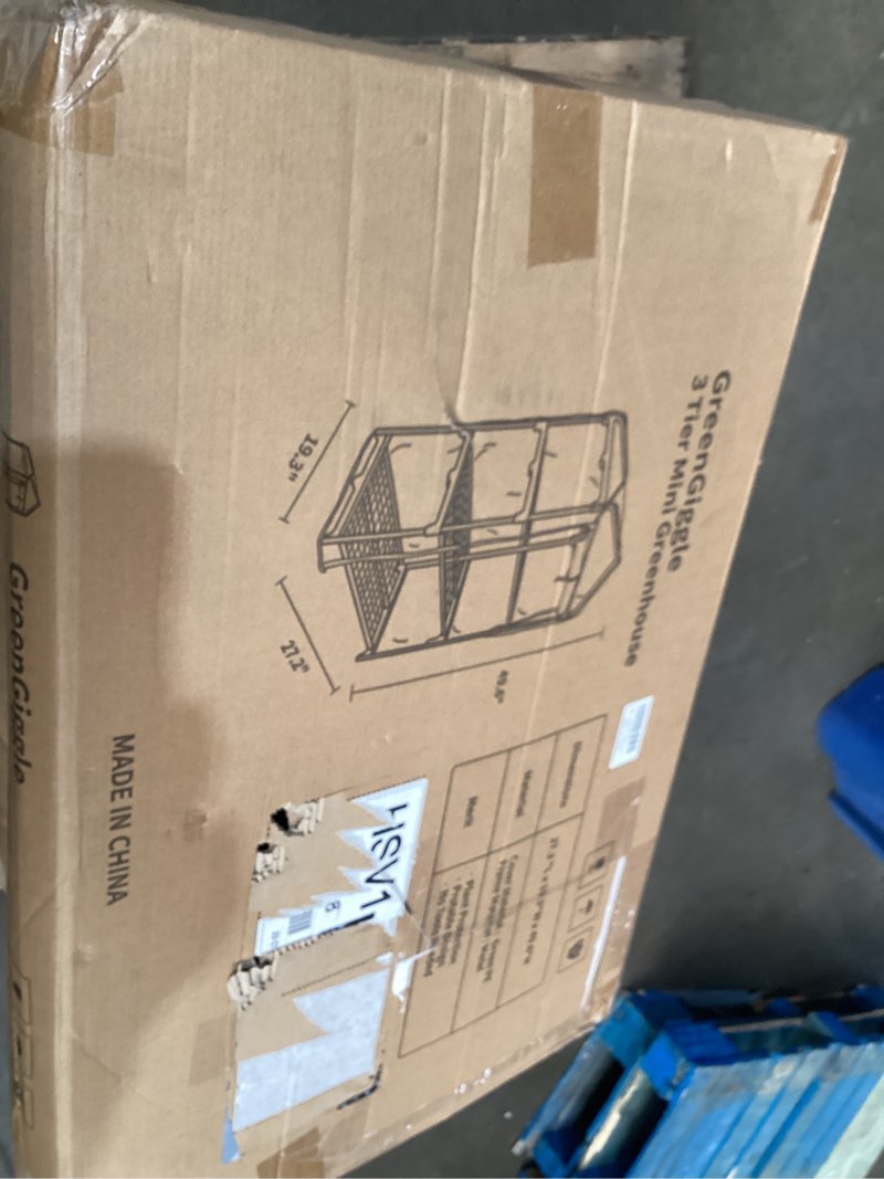 Condition photo showing As Is for 3 tier mini indoor greenhouse,27"x19"x49" greenhouse for indoors&greenhouses for outdoors with pe cover and roll-up zipper door 3 tier pe