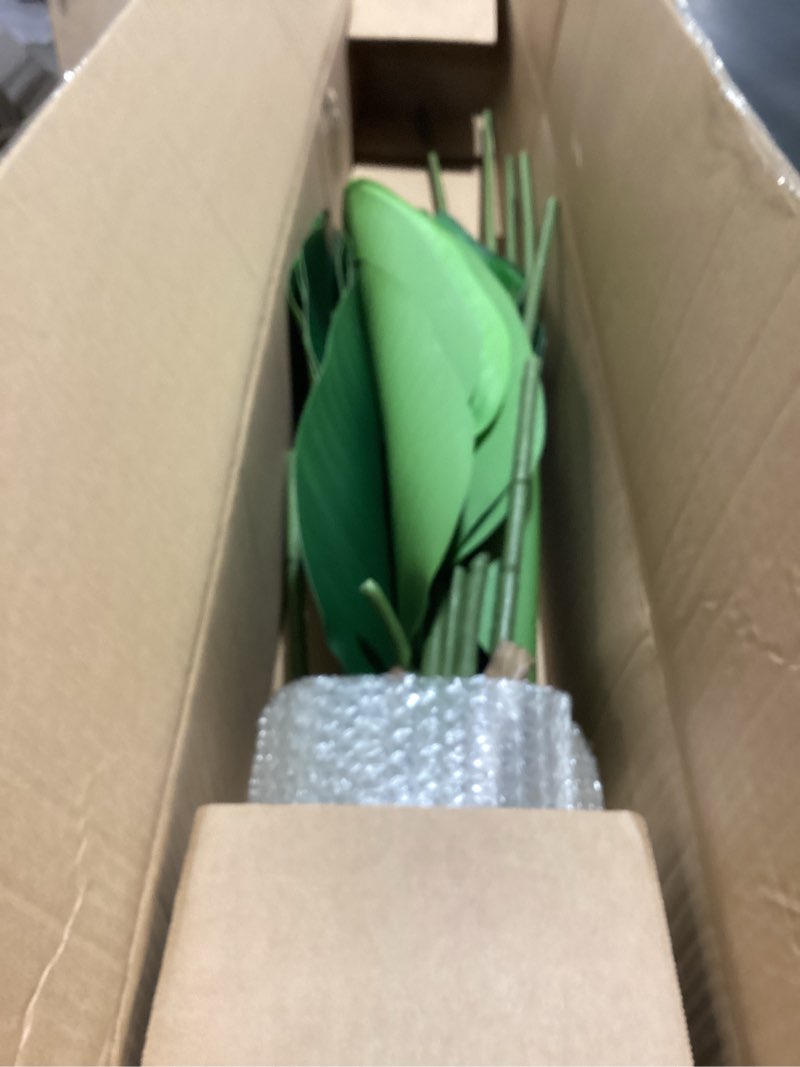 Condition photo showing Good Condition for artificial bird of paradise plant 6 ft tall fake banana leaf plant for indoors and outdoors,faux palm tree with plastic pot for office and home decor,l180