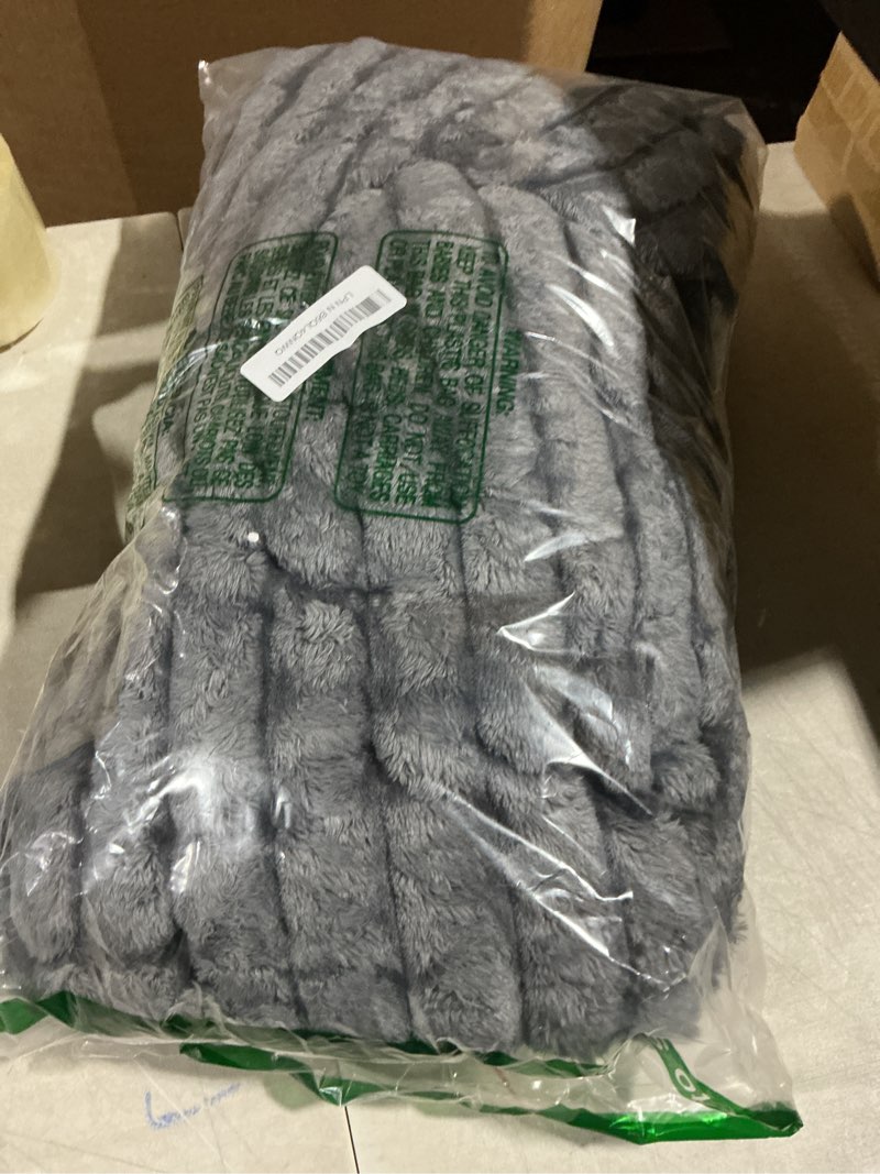 Condition photo showing As Is for Bedsure GentleSoft Grey Fleece Blanket for Couch - Cozy Soft Blankets for Women, Cute Small Throws for Girls, 50x70 Inches Grey Throw XL (50" x 70")