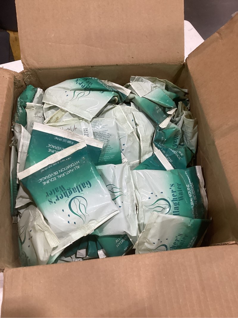 Condition photo showing As Is for gallagher's water 120 pack all-natural patented equine hydration treat - enhancement powder mix horse drink treat to help encourage to drink water - made with all natural ingredients, fei compliant 120 pack (120 oz)