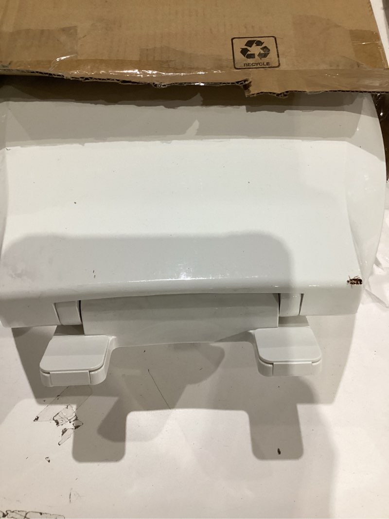 Condition photo showing As Is for elongated toilet seat soft-closing | universal fit for standard toilets | thickened durable pp plastic with quick installation hinge | easy-clean surface white 19" elongated without toddler seat
