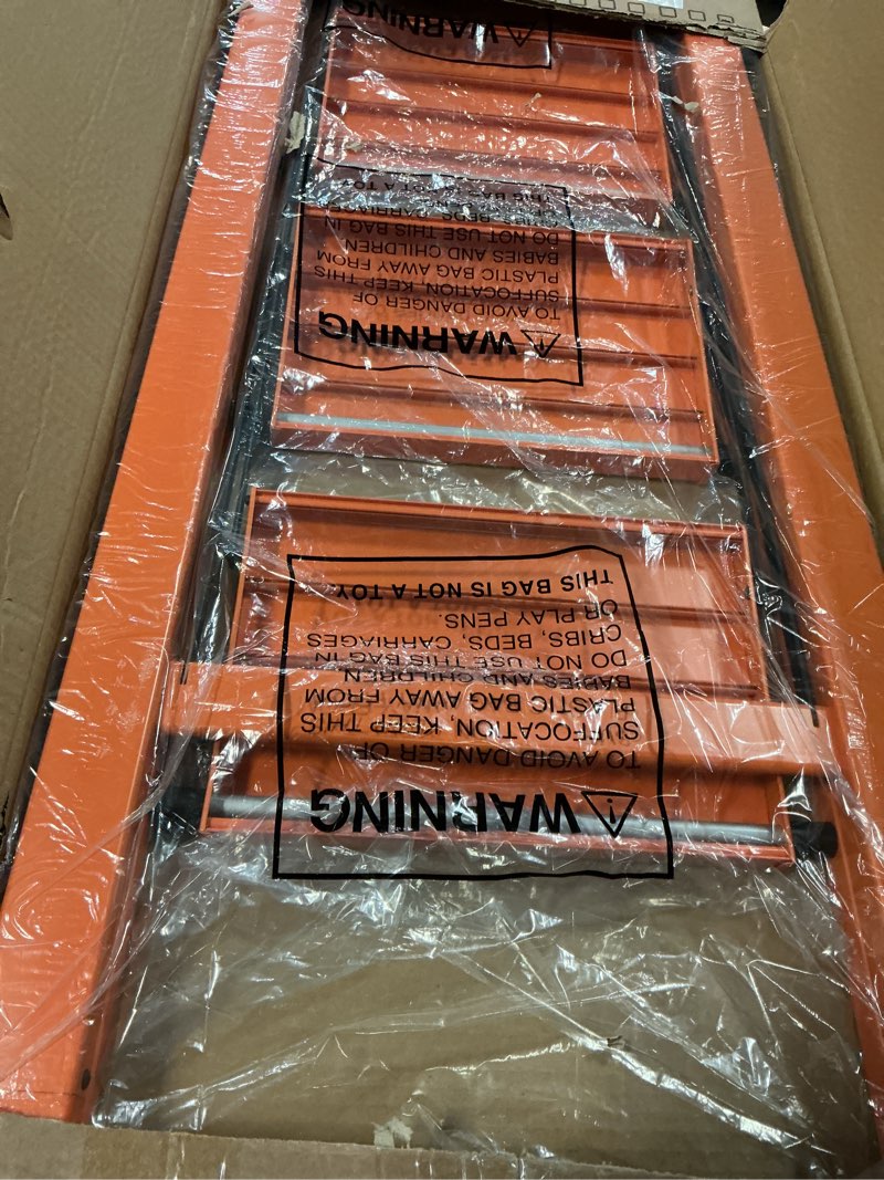 Condition photo showing Good Condition for HillhutApex 4 Step Foldable Aluminum Step Ladder with Handgrip, Anti-Slip Pedal, 330 lbs Capacity, Lightweight & Portable for Home, Kitchen, Office, Garage (Orange) Orange 4 Step With Handrail