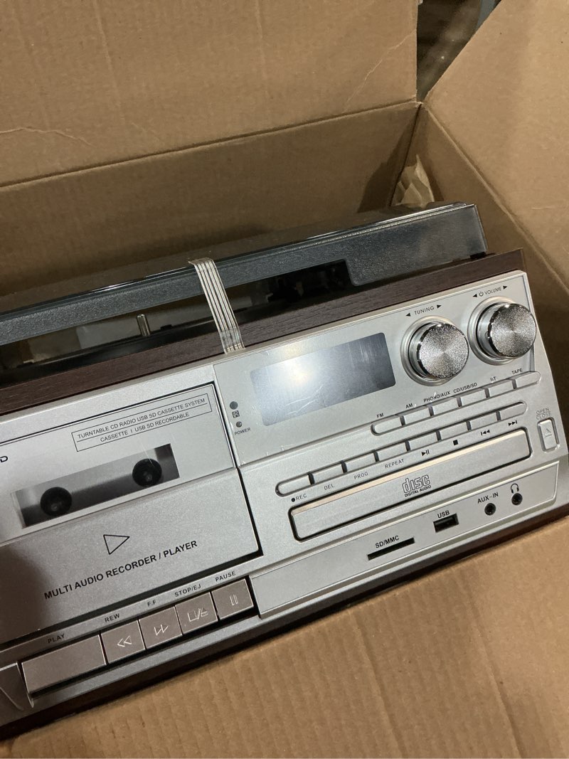 Condition photo showing Good Condition for LoopTone Vinyl Record Player 9 in 1 3 Speed Bluetooth Vintage Turntable CD Cassette Player AM/FM Radio USB Recorder Aux-in RCA Line-Out (Black Edition)