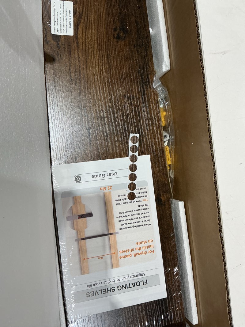 Condition photo showing New/Like New for bayka floating shelves, 22.5 inches rustic wood wall shelves for bathroom?bedroom, living room, kitchen & book, hanging display decor organization shelf with 22 lbs capacity (rustic brown) b. rustic brown - americana farmhouse style 22.5inches