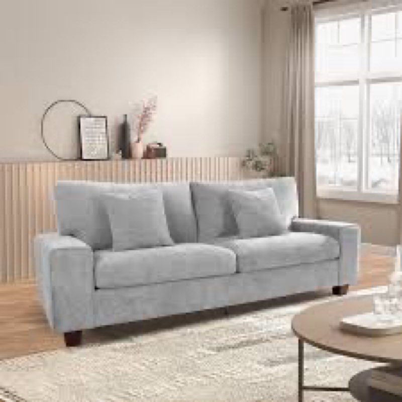 (Incomplete) Karlita 71.5 Chenille Sofa Square Arms Sofa Ash White