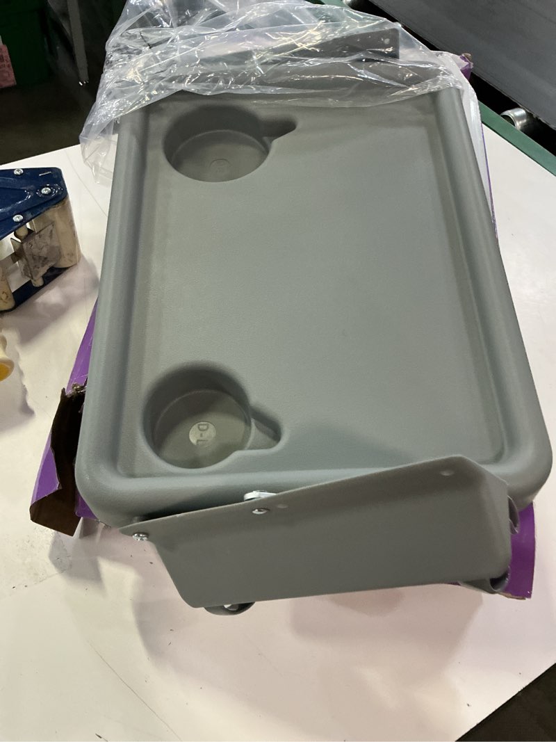 Condition photo showing As Is for dmi walker tray  rollator tray  mobility and walker accessory tray table fits most standard walkers  folding with two cup holders and tool free assembly  16 x 11.8