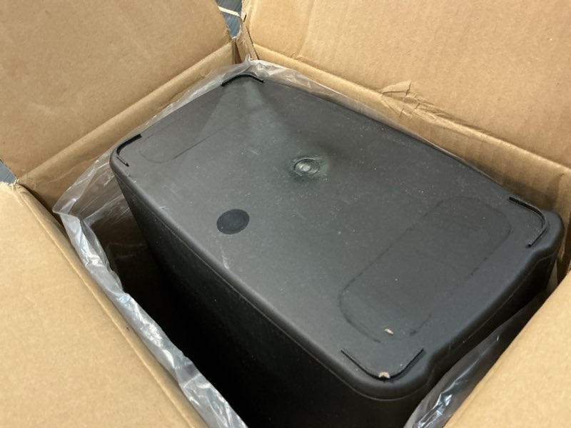 Condition photo showing Good Condition for amazon basics 6-sheet cross-cut paper and credit card shredder with 3.8 gallon bin, shreds staples, black 6 sheet black