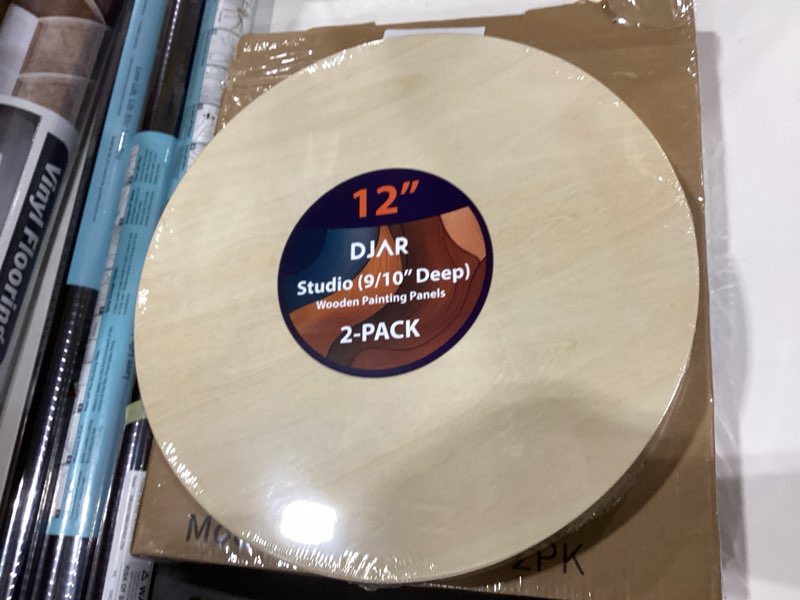 Condition photo showing Good Condition for 2-pack round wood canvas panels, 0.9'' deep – unfinished wood for art, pouring, oil painting & crafts 6"*6"-2pcs
