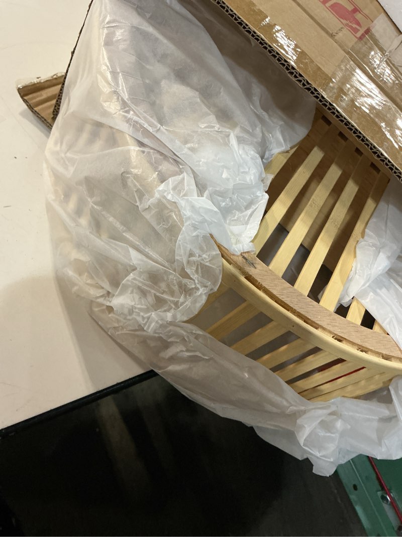 Condition photo showing Good Condition for rattan wall shelf - 3 tier boho arch hanging shelves handcraft floating shelf for bathroom living room wall decor, 15.75" x 23.62"