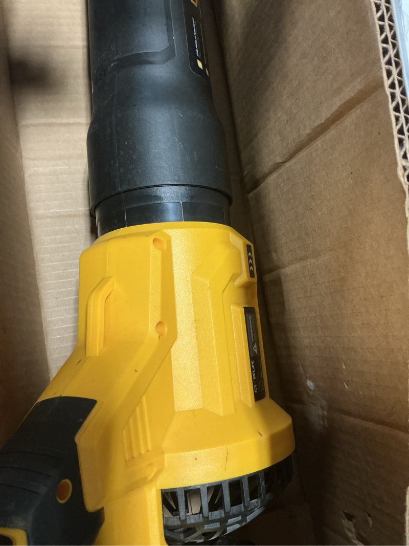 Condition photo showing As Is for similar ework 21v cordless leaf blower, powerful turbo mode & 550 cfm, 2×3.0ah batteries & fast charger, lightweight electric leaf blowers for lawn care, patio, leaves & dust leaf blower yellow
