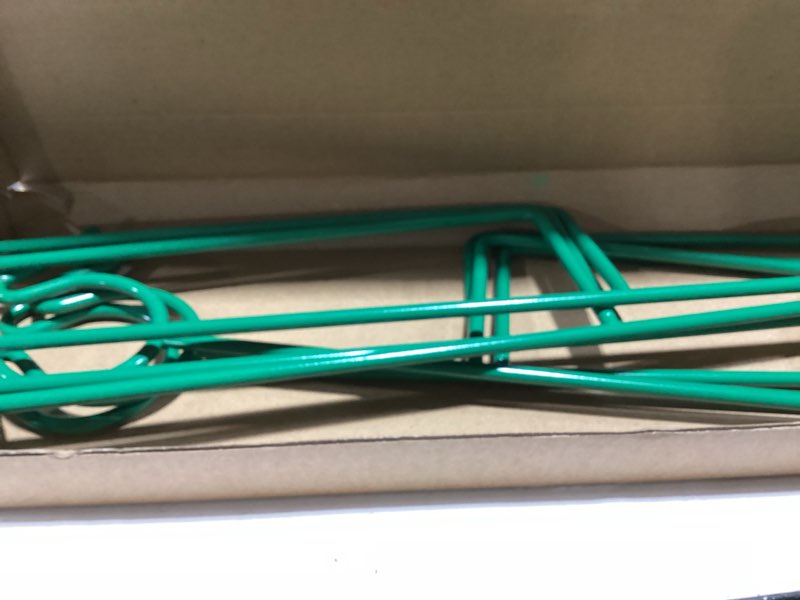 Condition photo showing Good Condition for 6 pack garden hose guide stakes, 14 inch metal hose guides for garden heavy duty rustproof coated spike keeps water hose out of flower beds outside lawn & yard plant protection (green) green - 6 pack