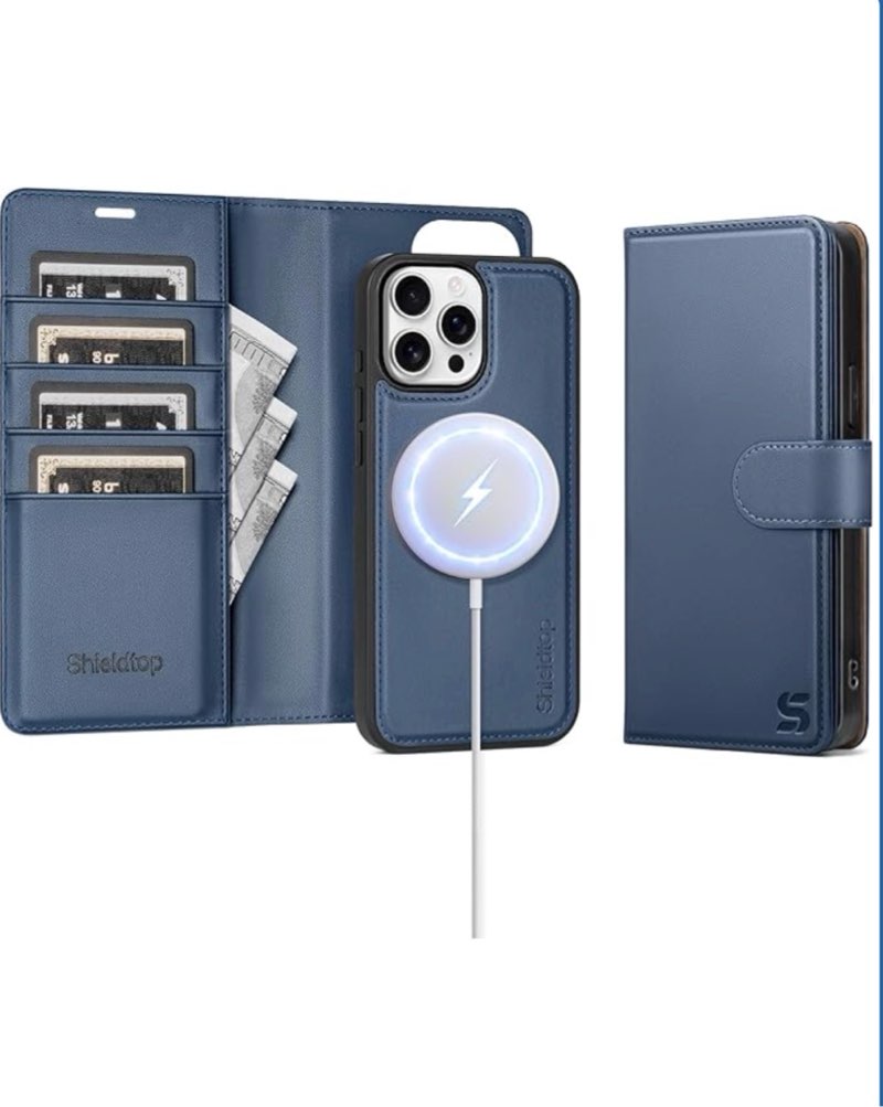 compatible with magsafe magnetic 2 in 1 detachable iphone 12 pro wallet case with card holder credit slots men women,pu leather rfid blocking flip kickstand for apple 12 6.1\",blue