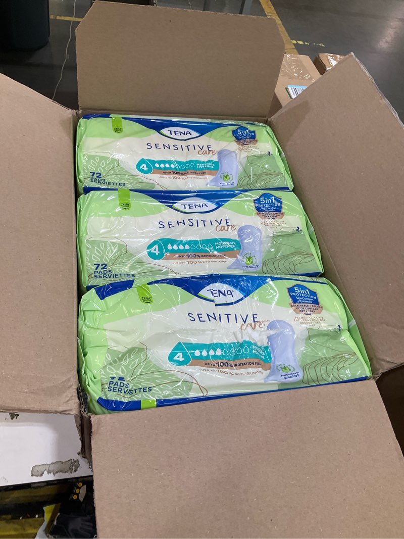 Condition photo showing New/Like New for tena sensitive care incontinence pads, bladder control & postpartum for women, moderate absorbency, 216 count regular 216