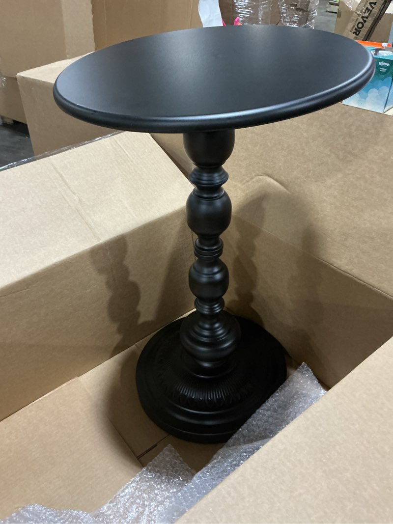 Condition photo showing New/Like New for funecy metal small end table,vintage matte black round side table nightstand for bedside or sofa,small accent pedestal table for living room corners bedroom patio and bar (matte black)