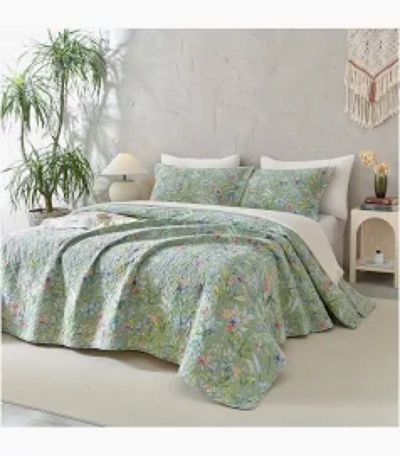 Sanracie Oversized King Quilt 120\"x120\",100% Cotton Luxury Flowers Plant Pattern Botanical Printed B ( similar 