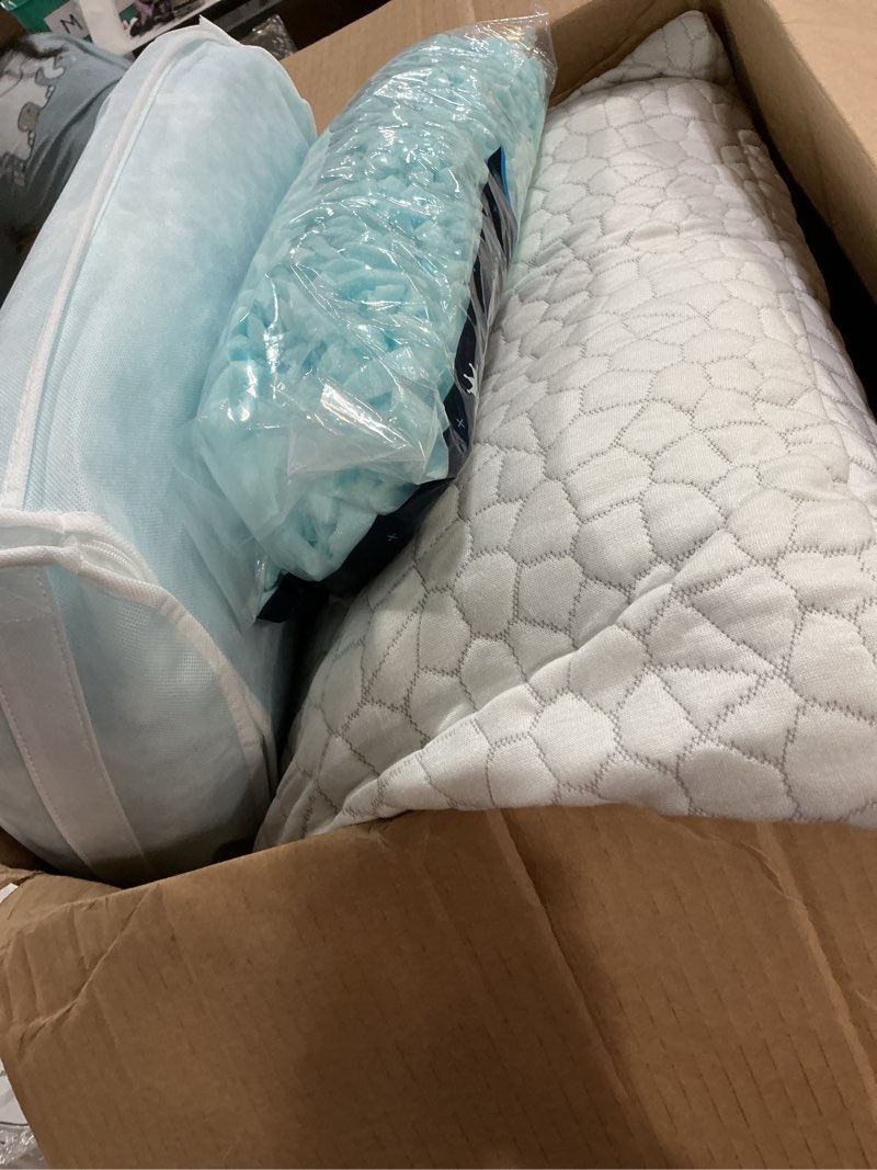 Condition photo showing Good Condition for qutool cooling pillow for sleeping 2 pack, luxury shredded memory foam bed queen pillows set of 2, cool pillow for hot sleepers adjustable firm pillow for side, back, stomach sleepers soft yet support white-cooling basic queen(2 pack)-20'*30'