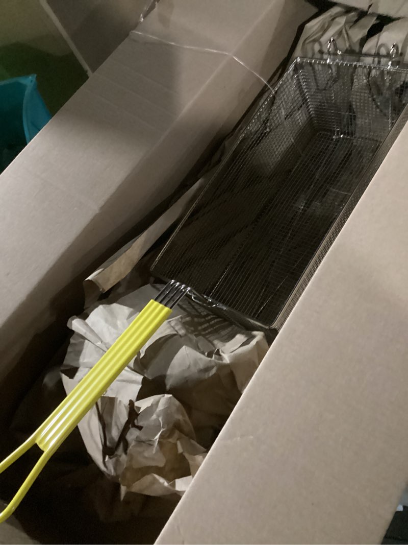 Condition photo showing As Is for Winco FB-40 Fry Basket with Yellow Handle Medium