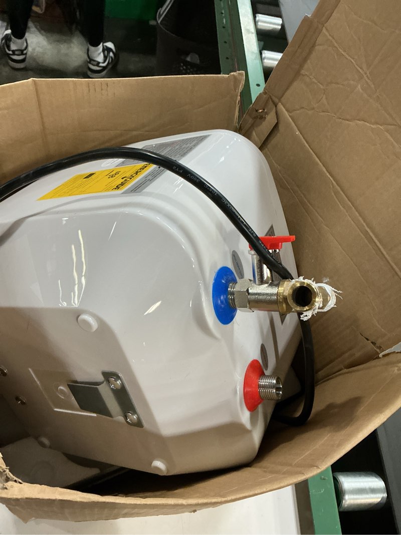 Condition photo showing As Is for 110V-120V 1440-1500W Small Under Sink Tank 2.5 Gallon Water Heater Hot Storage,Mini Instant Electric RV TR Trailer Kitchen Compact,Food Truck 2 PCs 16” Long 1/2”FIP Stainless Steel Hose (BI-2.5)