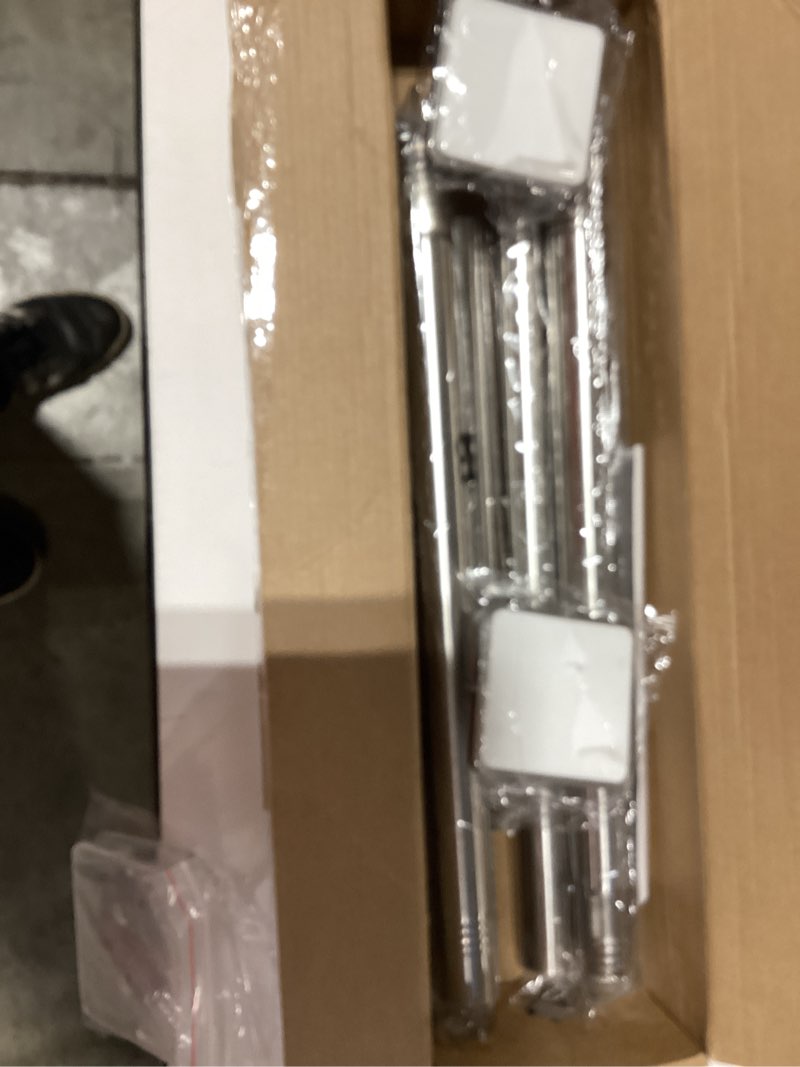 Condition photo showing New/Like New for brushed nickel tension curtain rod adjustable shower curtain rods 30-76 in spring no drilling or screw installation shower rod for bathroom shower bar for closet kitchen with brackets 30-76" brushed nickel