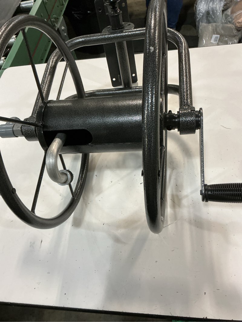 Condition photo showing As Is for liberty garden 712-b single arm navigator multi-directional garden hose reel, holds 125-feet of, 5/8-inch, black
