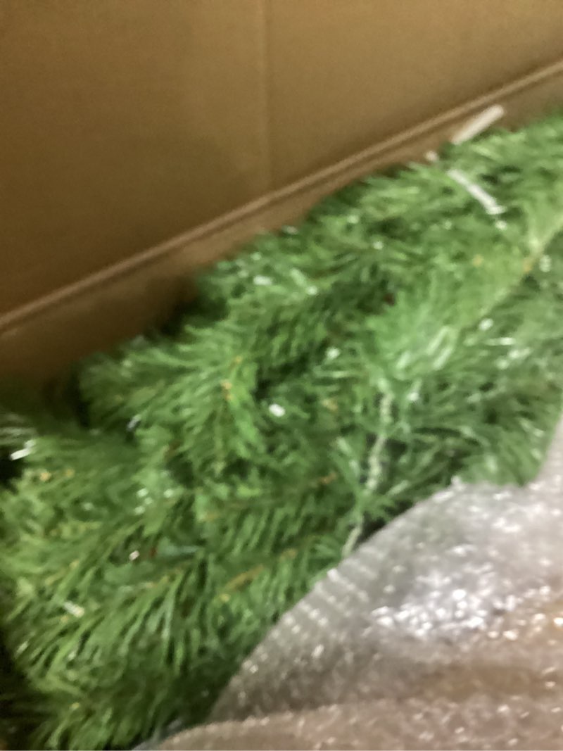 Condition photo showing As Is for National Tree Company 7.5 ft Pre-Lit North Valley Spruce Artificial Christmas Tree, 550 Multicolor Lights, 1,346 Tips, Includes Stand, Green