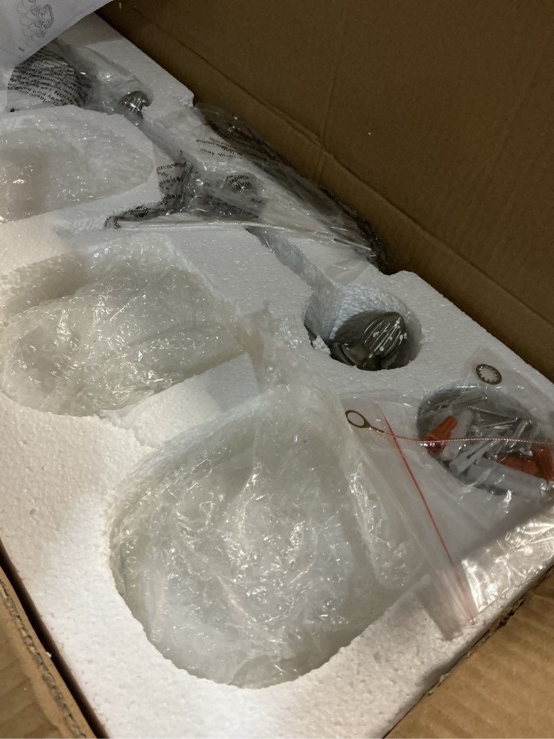 Condition photo showing Good Condition for keonjinn brushed nickel bathroom light fixtures, 4-light vintage vanity lights for mirror with frosted glass shades, ul listed e26 base reversible vanity lighting fixtures for wall(bulbs not included) brushed nickel 4-light