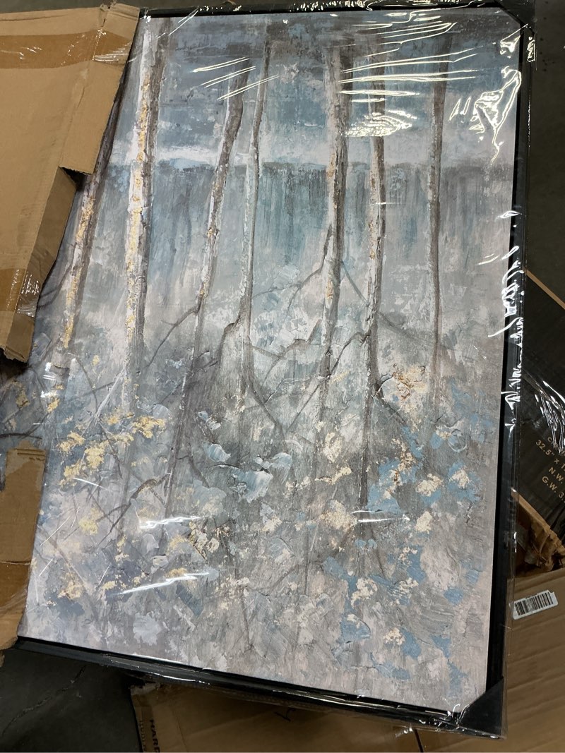Condition photo showing Good Condition for wall art decor large maximalist home decor wall art canvas prints framed pictures dark color system forest landscape paintings for room wall bedroom office decor 29"×58" 58"l x 29"w gray