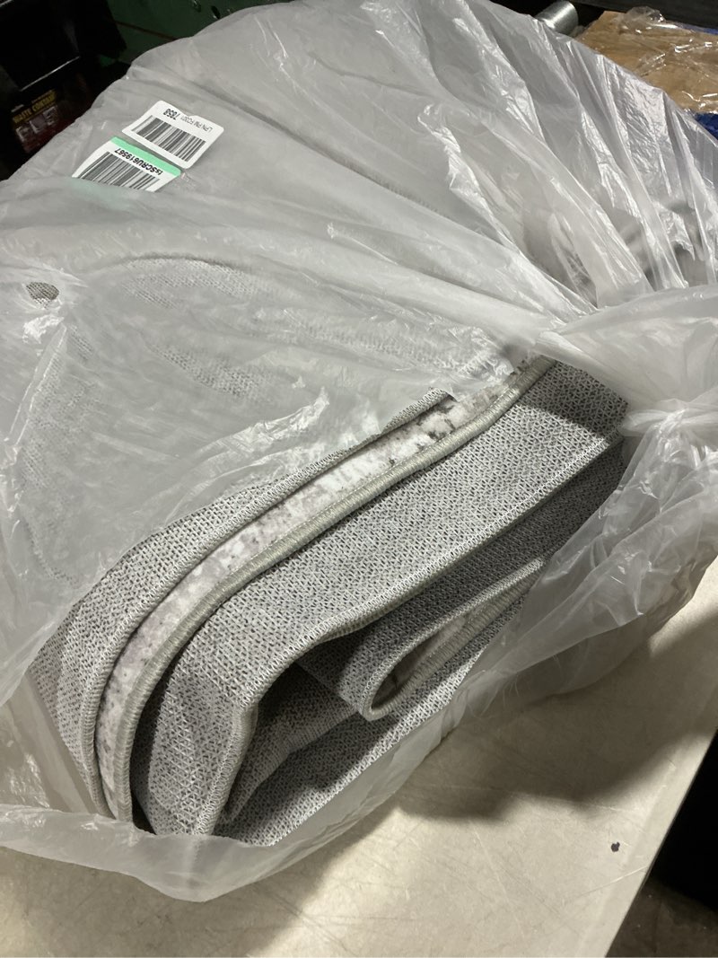 Condition photo showing As Is for IOHOUZE Abstract Area Rugs 6x9 Ft Washable Rugs for Living Room, Non Slip Dining Room Rug, Printed Faux Wool Rugs for Bedroom, Floor Carpet for Office Nursery Playroom, Grey Beige 6' x 9' (Rectangular) Ash Grey/Beige