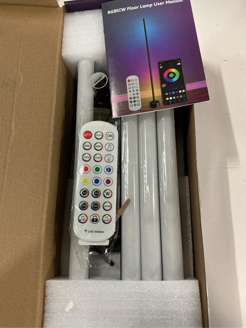 Condition photo showing New/Like New for Corner Floor Lamp - Smart RGB LED Corner Lamp with App and Remote Control, 16 Million Colors & 68+ Scene, Music Sync, Timer Setting - Ideal for Living Rooms, Bedrooms, and Gaming Rooms 1_Pack