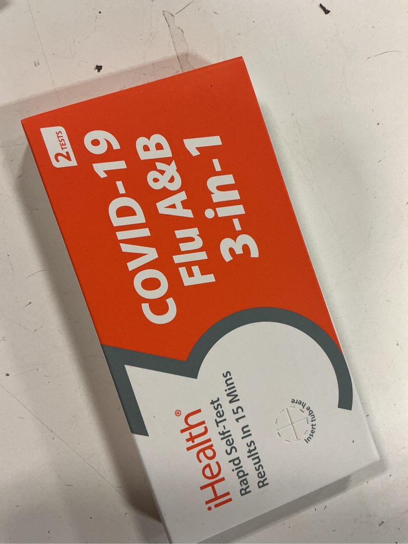 Condition photo showing New/Like New for ihealth covid-19, flu a&b 3-in-1 antigen rapid test, results in 15 minutes, fda authorized otc flu & covid home test, with non-invasive nasal swab, easy to use & no discomfort (1 pack, 2 tests total)