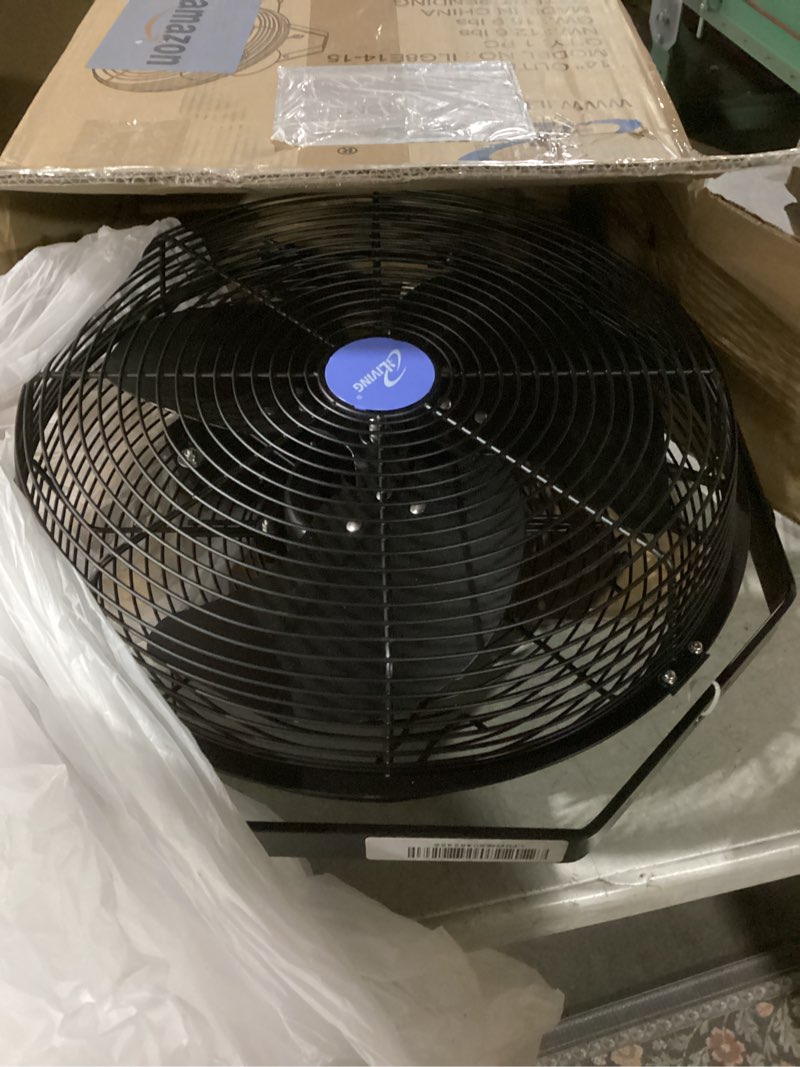 Condition photo showing Good Condition for iLiving Wall Mounted Variable 14 Inches Speed Indoor/Outdoor Weatherproof Fan, Industrial grade for Patio, Greenhouse, Garage, Workshop, and Loading Dock, 2473 CFM, Black 14-Inch