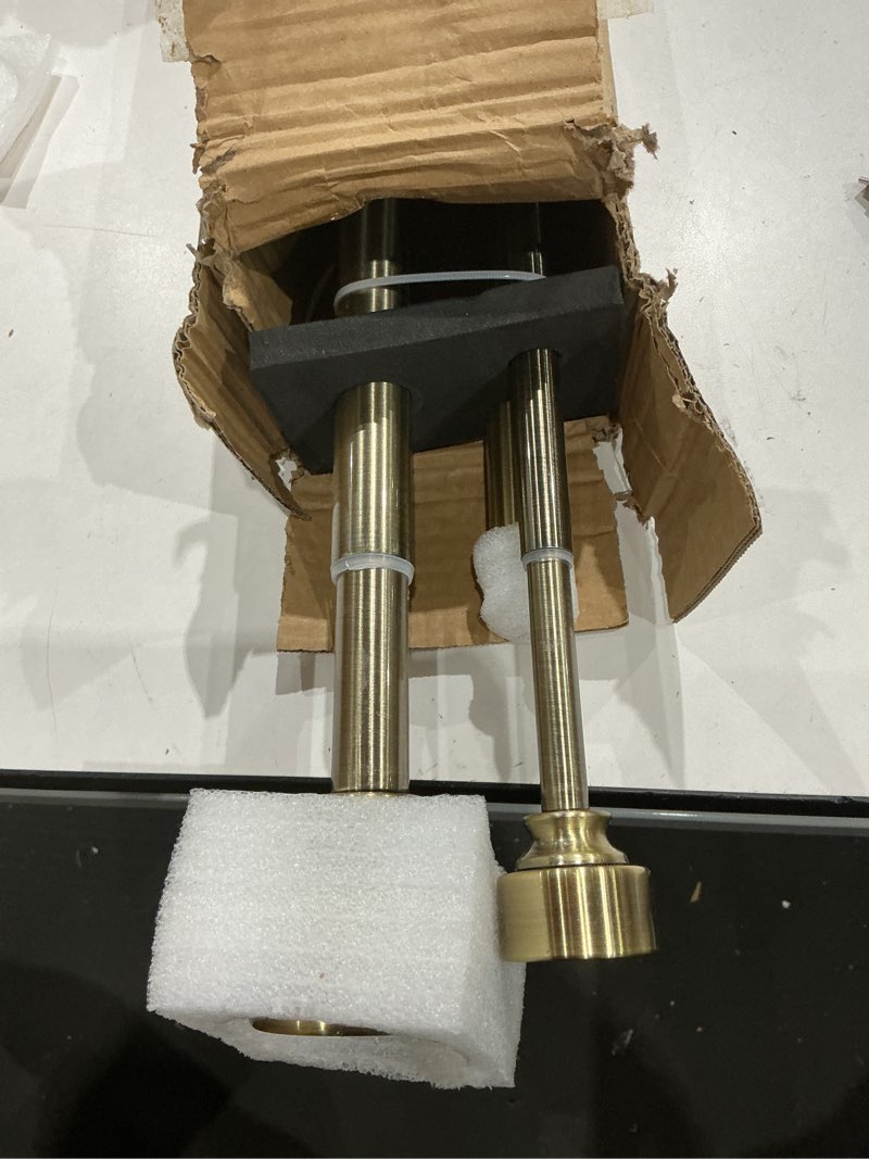 Condition photo showing Good Condition for antique bronze double curtain rods, 72-144 inches, adjustable, heavy duty, double window rod with modern end cap antique bronze 72-144"